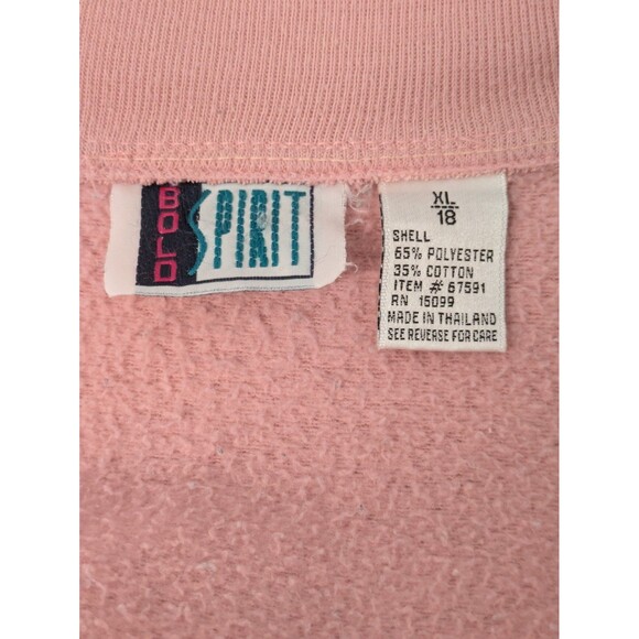 90s Bold Spirit Pink Floral Embroidery Set  Sweatshirt Pants sz XL Grannycore - Picture 13 of 13